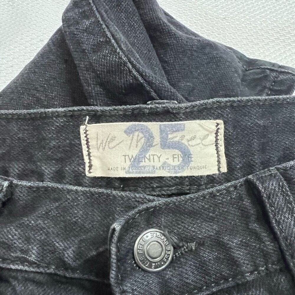 Free People Jeans Womens 25 Black Distressed Skinny Button Fly Edgy‎ Grunge - Picture 2 of 9